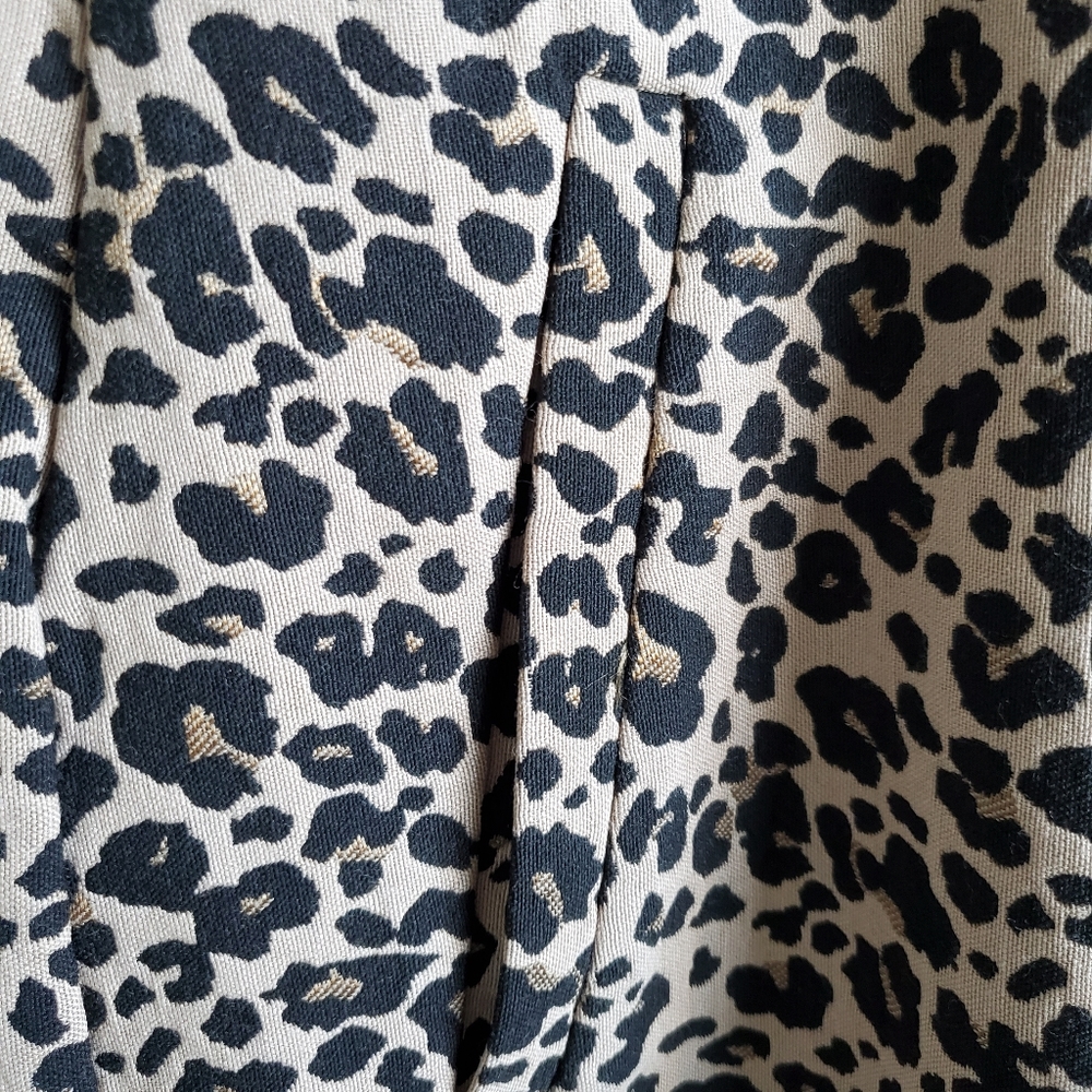 LOFT plus leopard print woven shift Mini skirt, 38", black/ brown - Picture 5 of 11